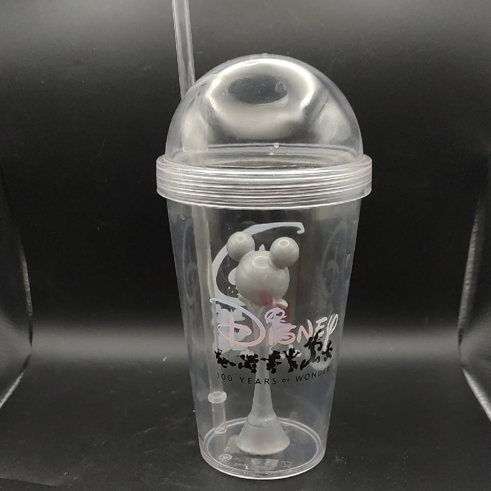 Disney 100 Years Of Wonder Clear 22 oz Slushy Tumbler Straw and Lid Mickey Ears